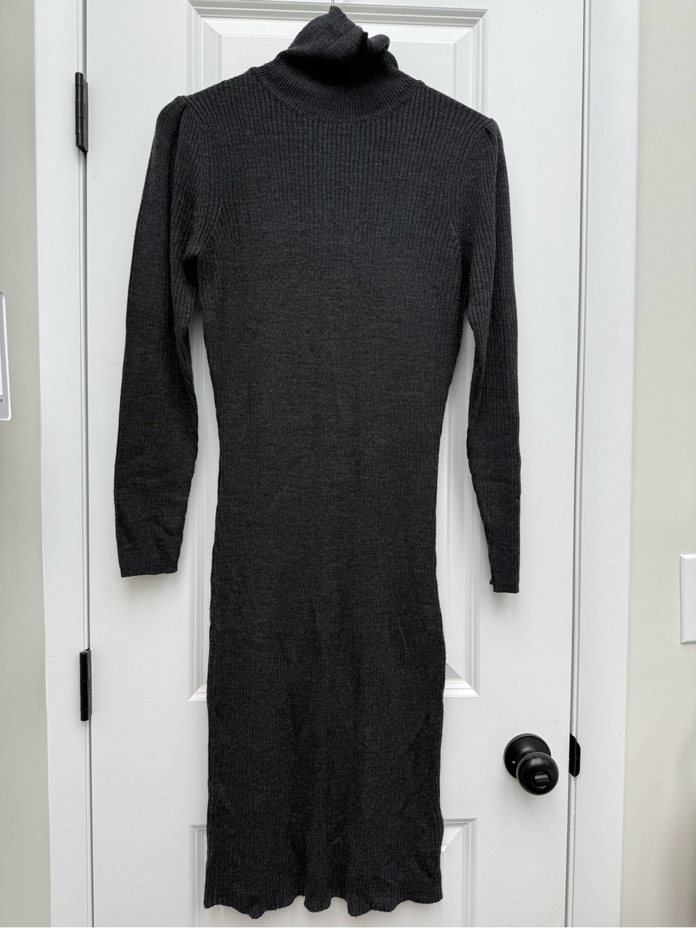 Brave Soul London Charcoal Gray Ribbed Turtleneck Sweater Dress Sz UK 14/US 10